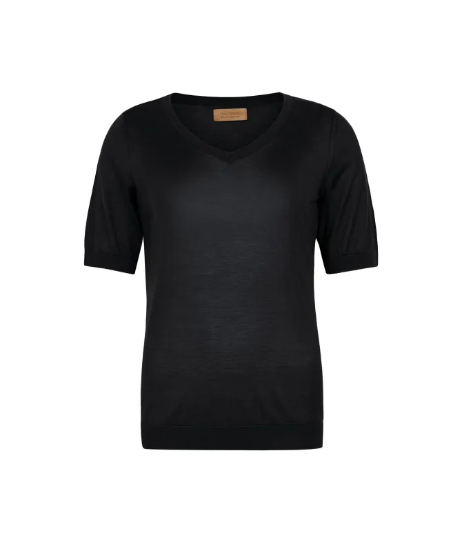 T-shirt scollo a V in seta